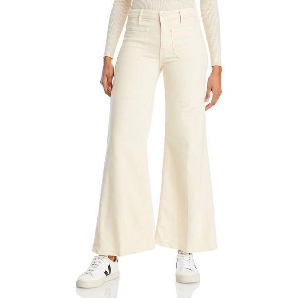 Mother Denim - Mother Womens White Cotton Patch Pocket Denim Wide Leg Jeans NWOT